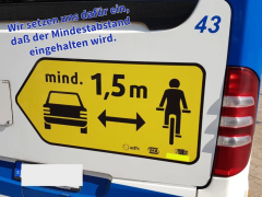 Antrag Hinweis Einhaltung des Mindestabstandes von 1,5m zu Radfahrern